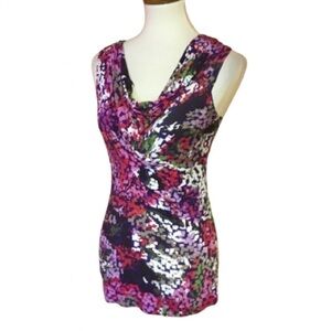 Cabi op art bright plunging tank top